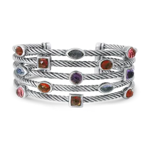 David Yurman Sterling Silver 5-Row Confetti Bangle Bracelet
