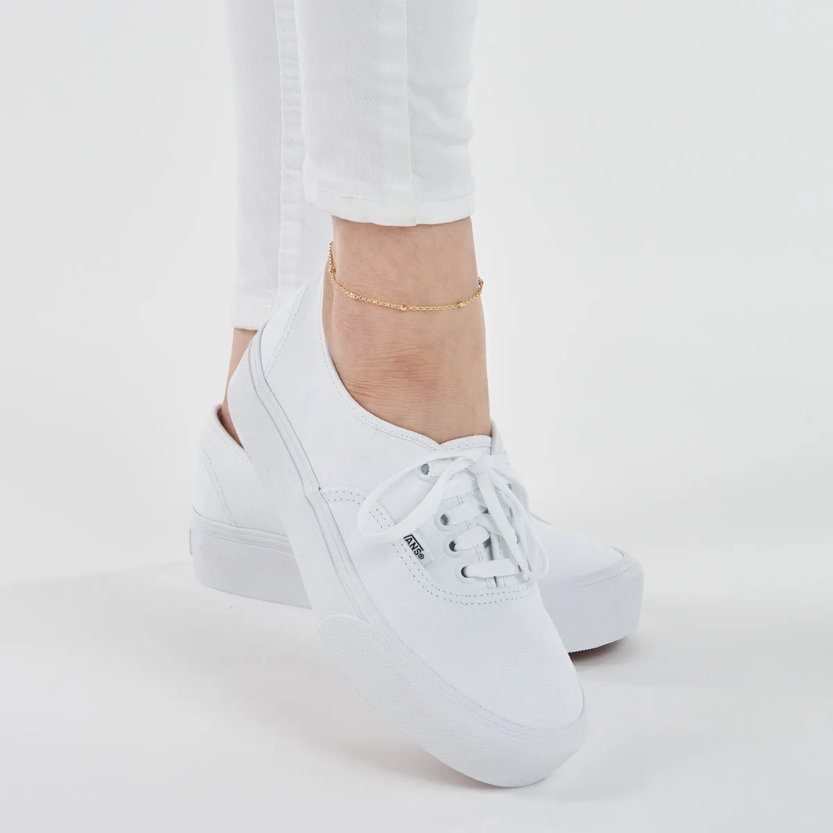 D/C Bead Station Rolo Chain Anklet