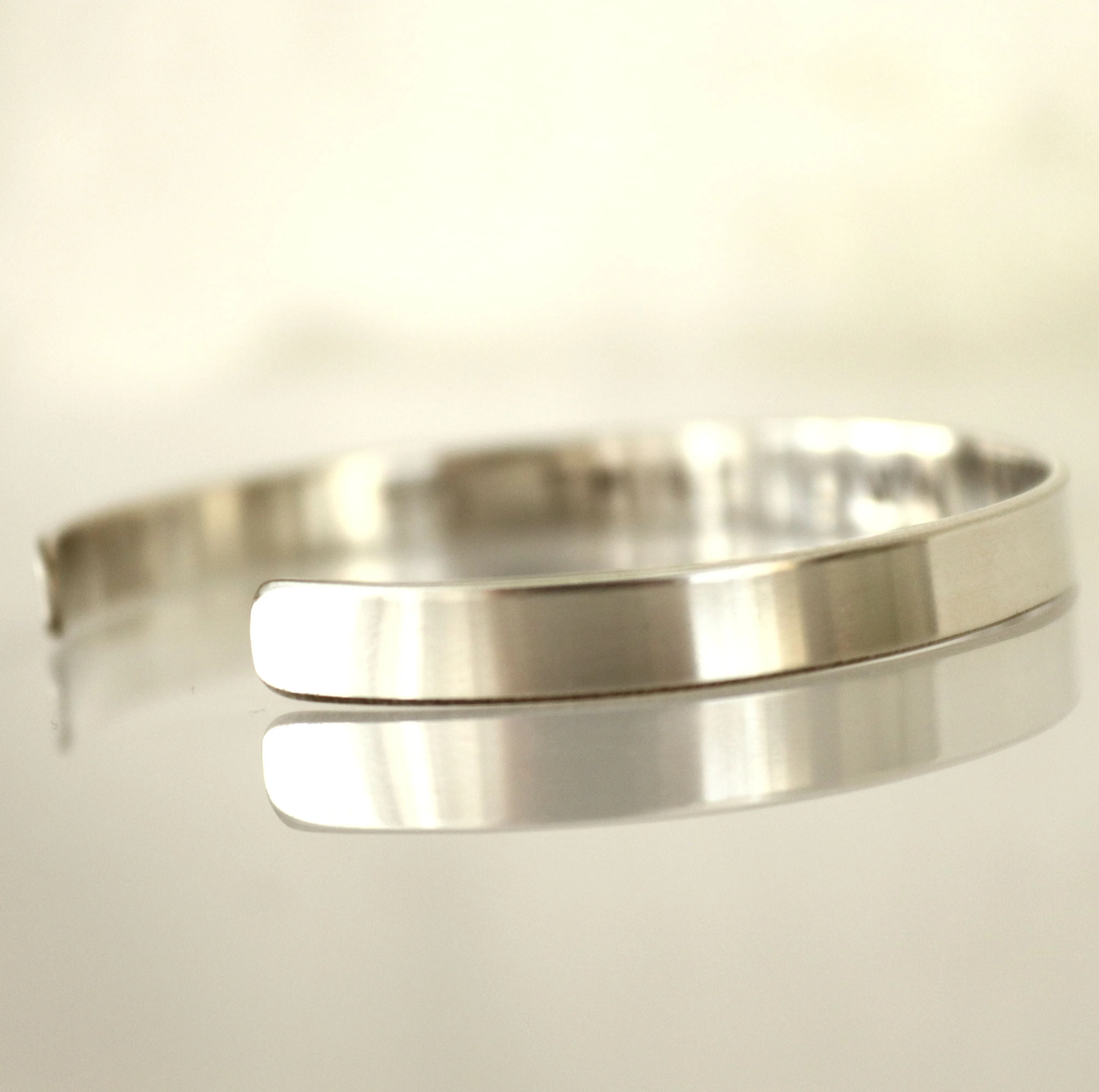 Deep Engraving Sterling Silver bangle Personalized Cuff bracelet men / women