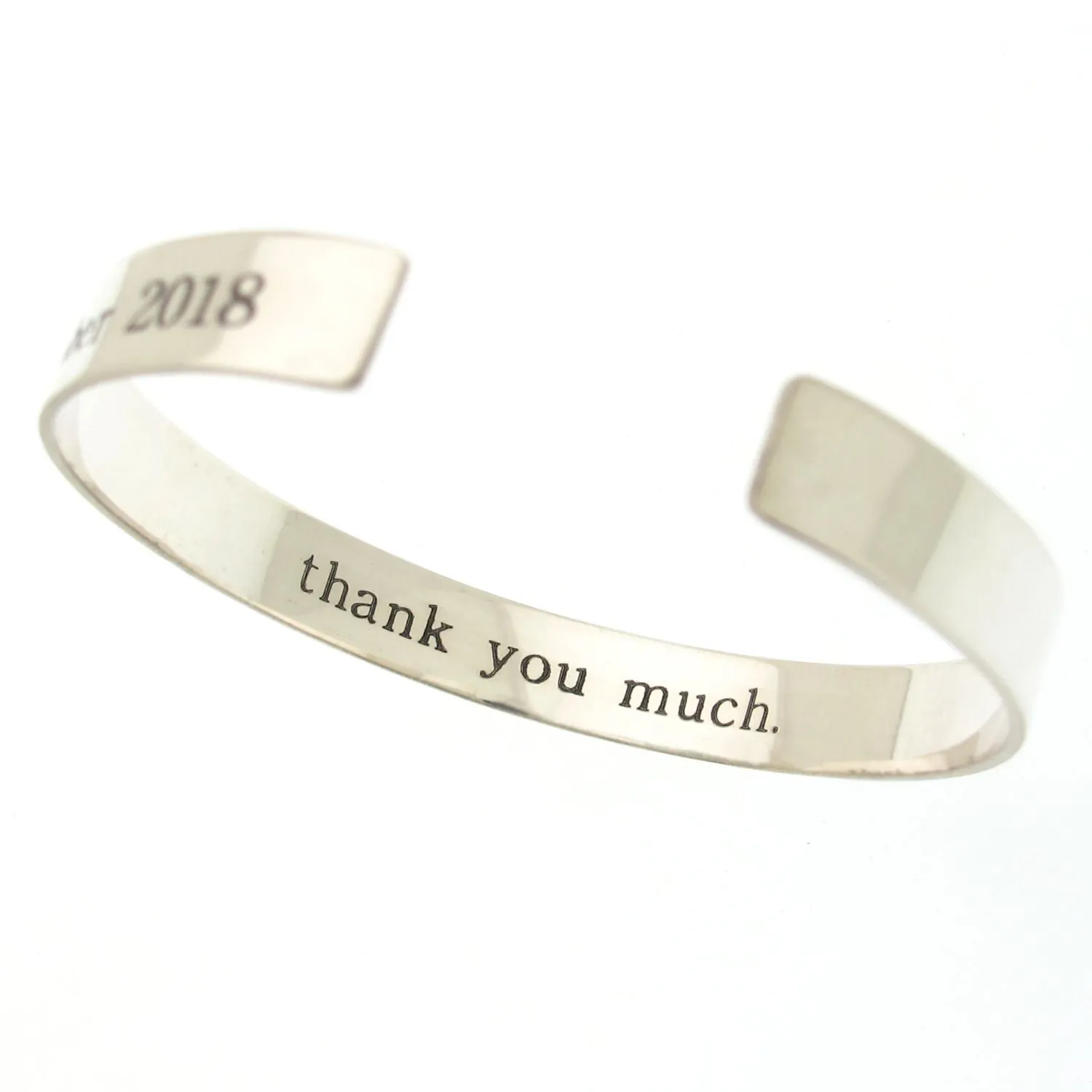 Deep Engraving Sterling Silver bangle Personalized Cuff bracelet men / women