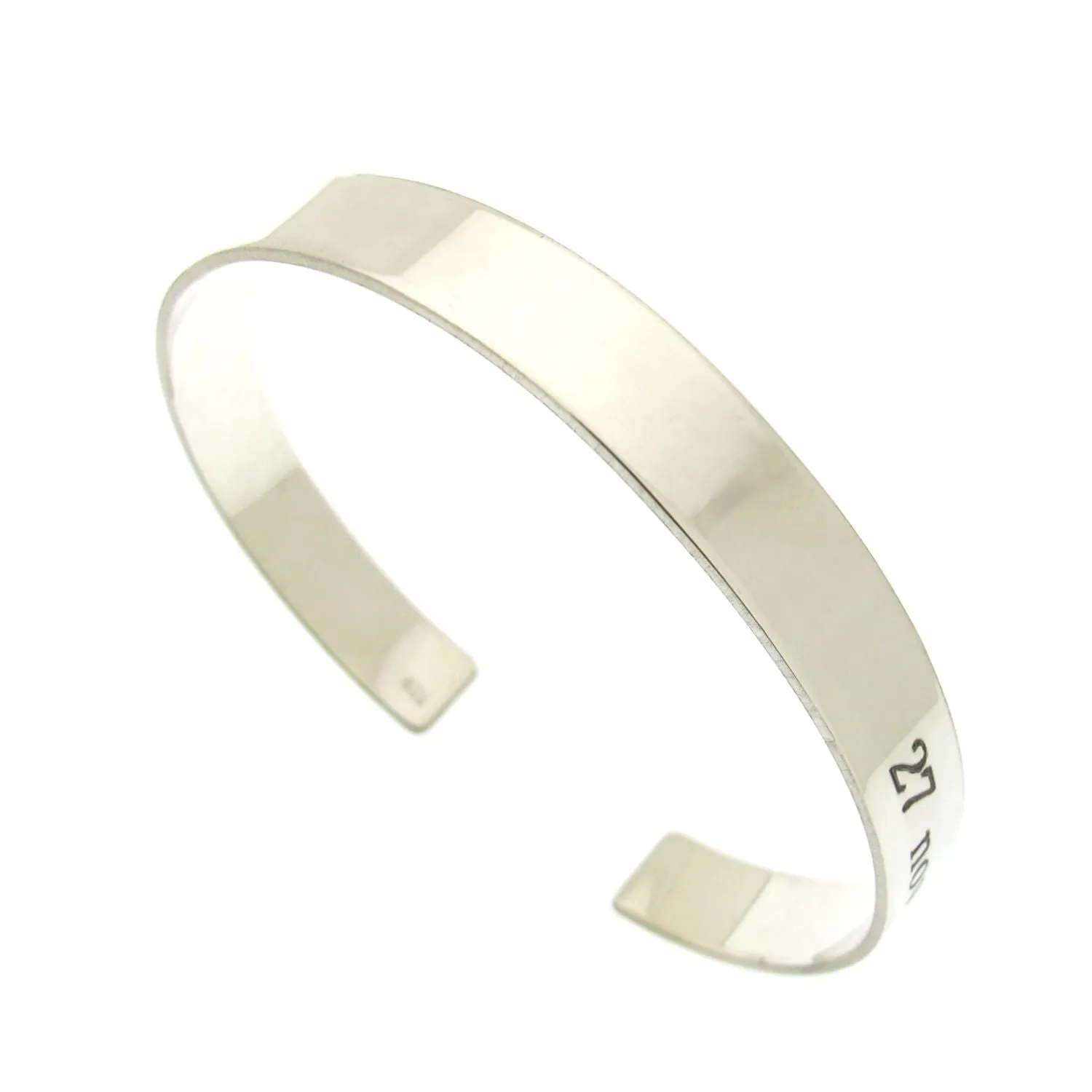 Deep Engraving Sterling Silver bangle Personalized Cuff bracelet men / women