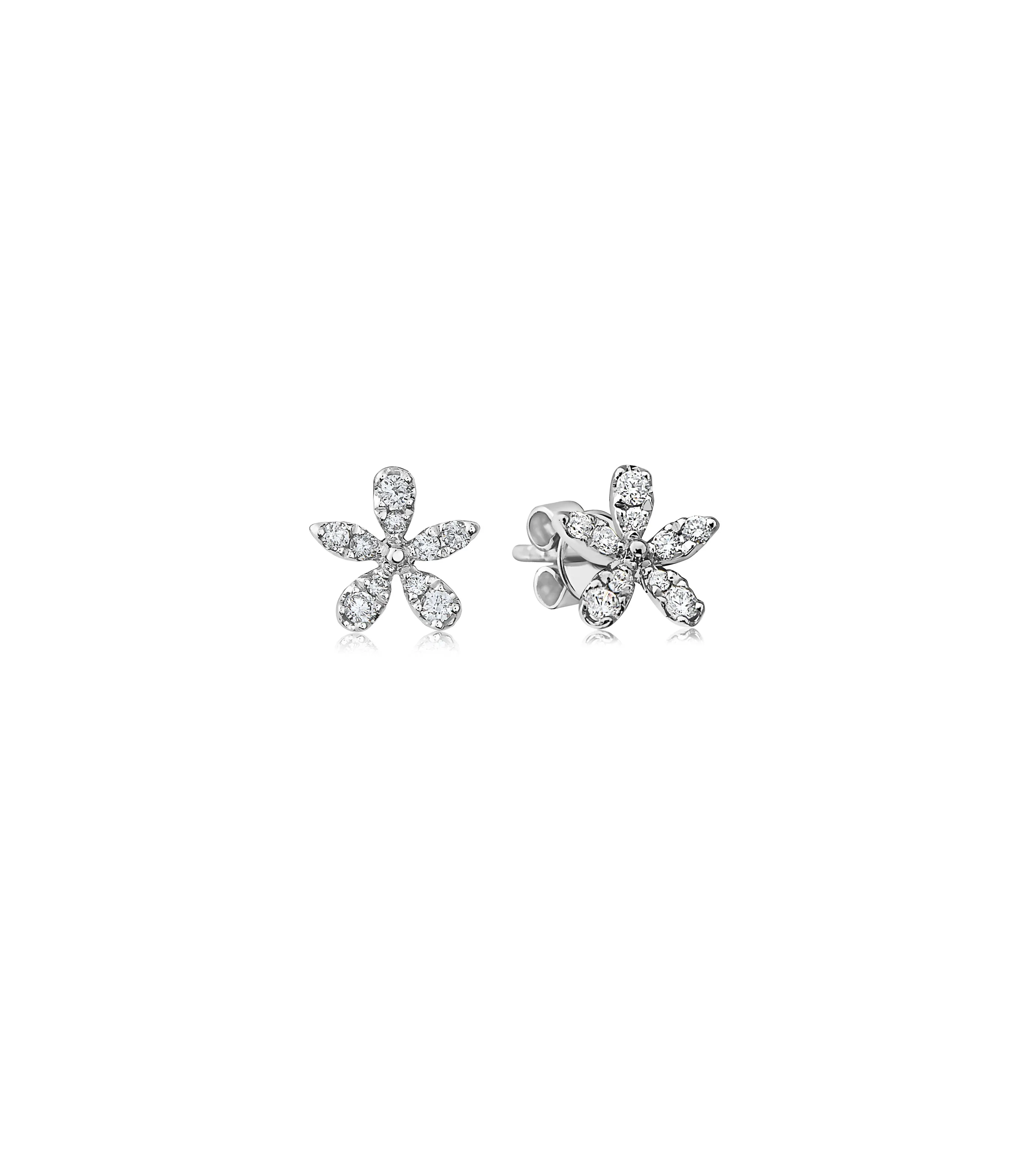 Diamond Flower Stud Earring