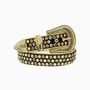 Dna Belt - Black Horse Hair With Gold And Multi Stones
