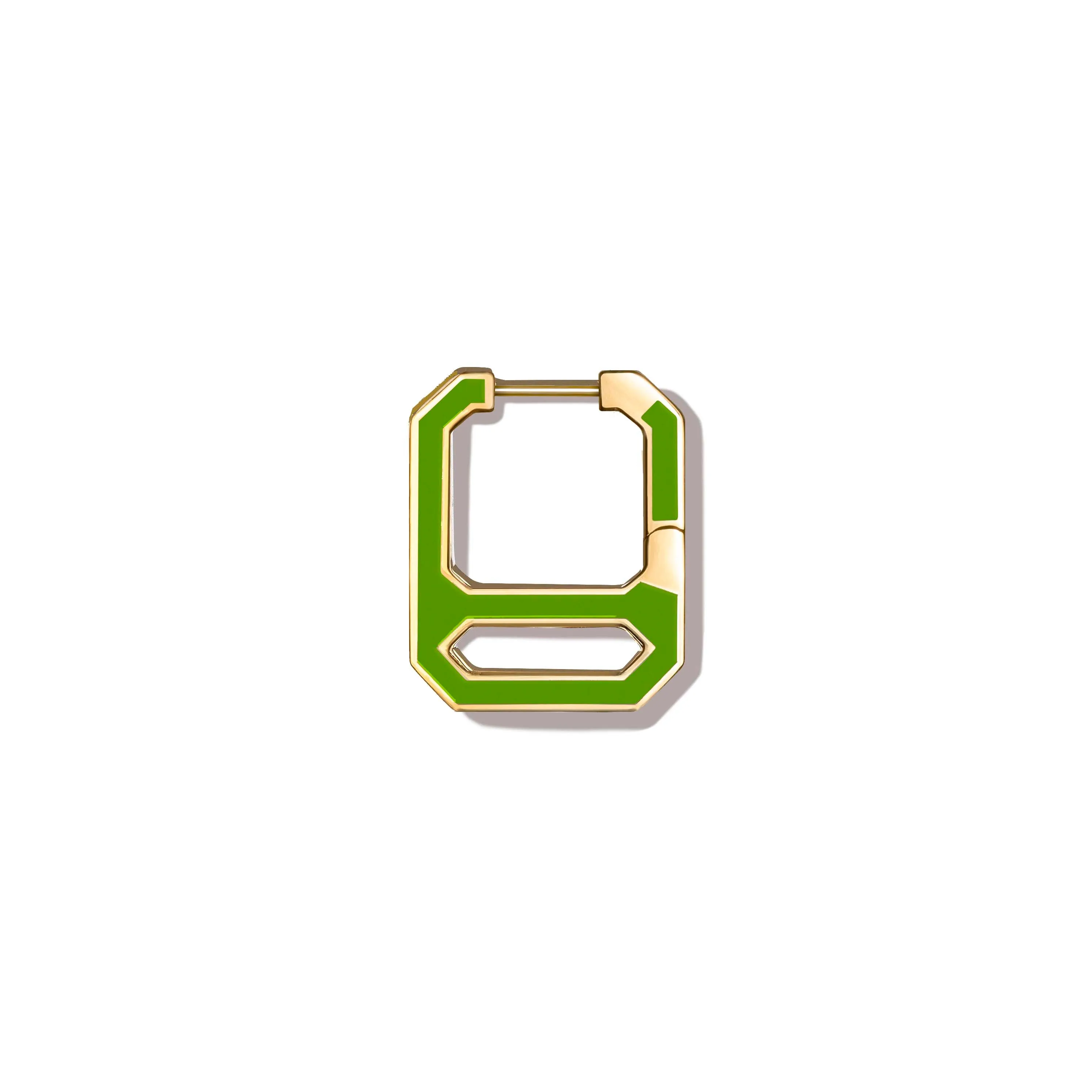 DNA Fern Green Enamel Single Earring  in Yellow Gold
