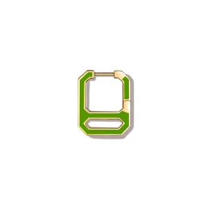 DNA Fern Green Enamel Single Earring  in Yellow Gold