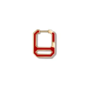 DNA Tango Red  Enamel Single Earring  in Yellow Gold
