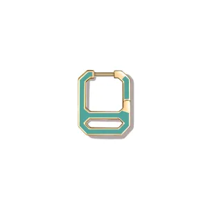 DNA Tropical Green Enamel Single Earring  in Yellow Gold