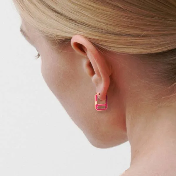 DNA Wild Orchid Enamel Single Earring  in Rose Gold