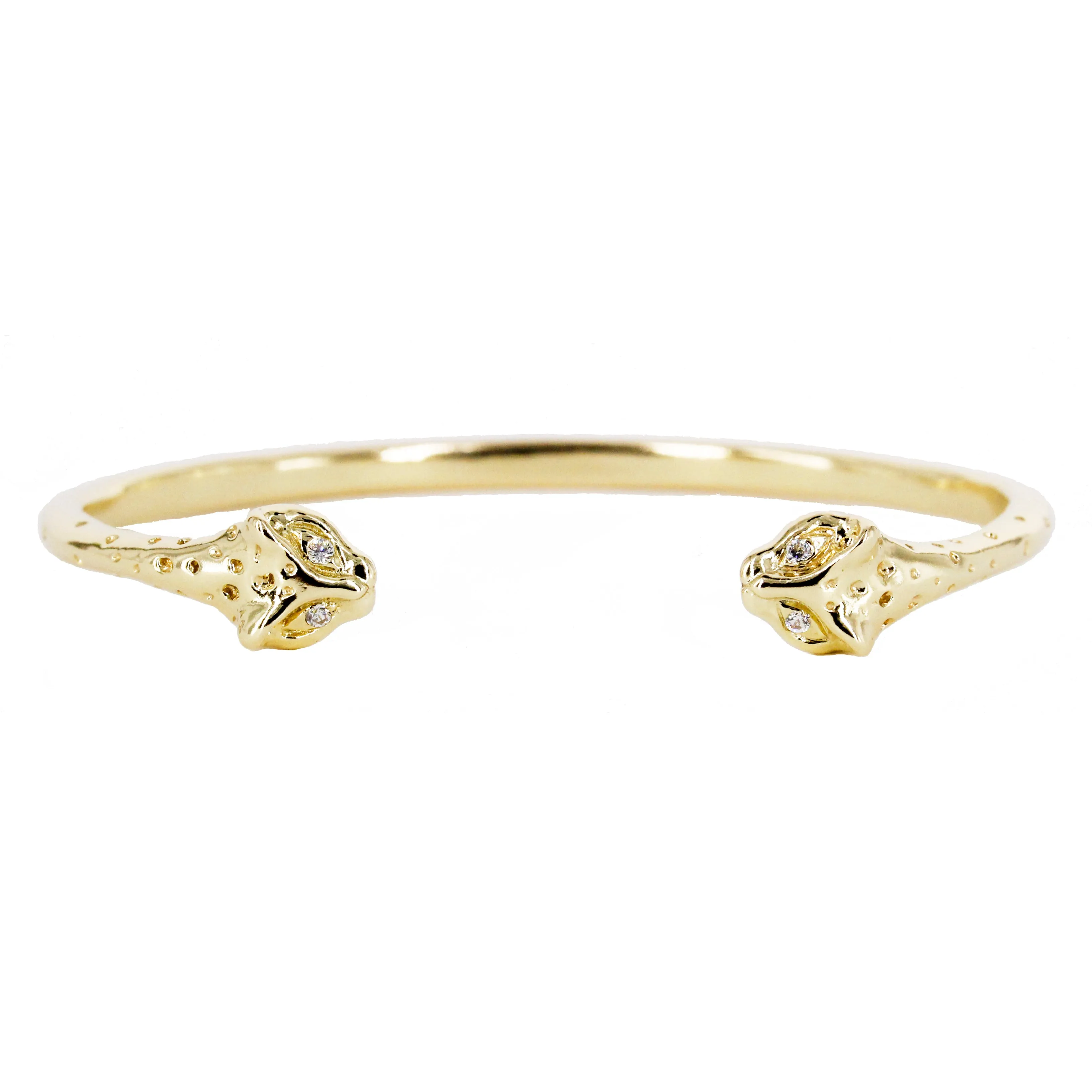 Double Headed Jaguar Cuff Bracelet with Diamond Eyes
