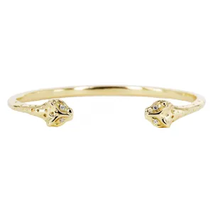 Double Headed Jaguar Cuff Bracelet with Diamond Eyes