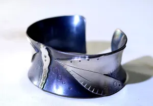 Dragonfly Bracelet in Sterling Silver with Anticlastic Shape and Metallic Patina