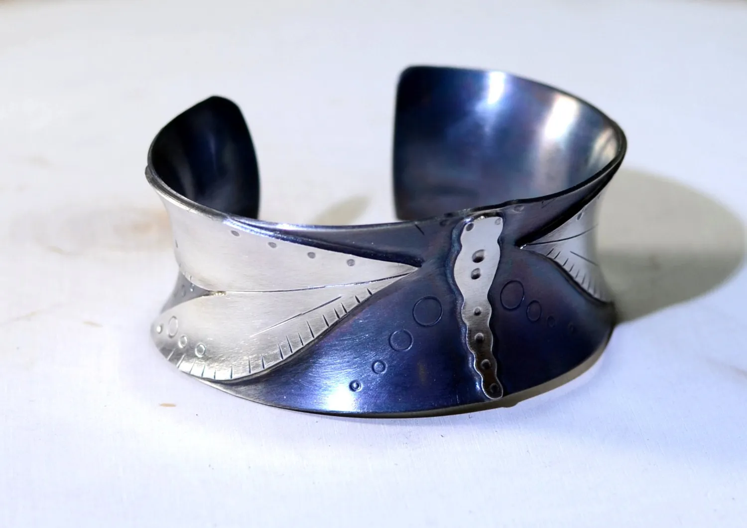 Dragonfly Sterling Silver Bracelet with Specially Formed Anticlastic Design