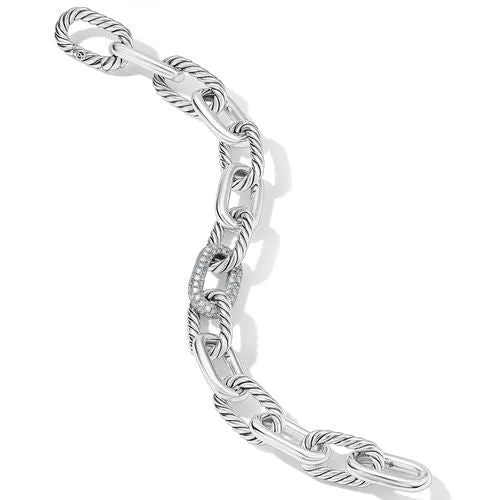 DY Madison Chain Bracelet in Sterling Silver with Diamonds, Size Medium