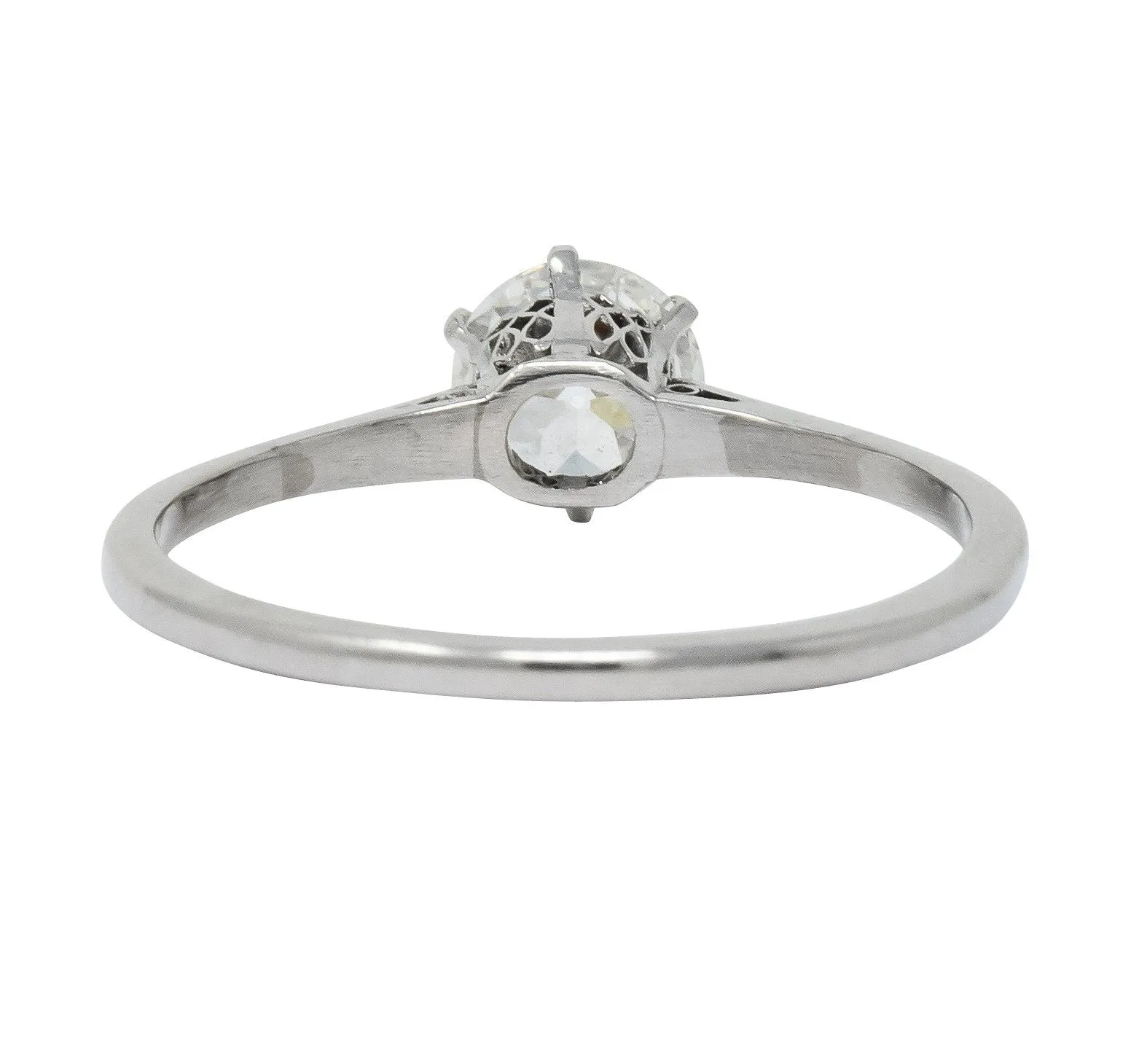 Edwardian 0.85 CTW Diamond 14 Karat White Gold Engagement Ring GIA