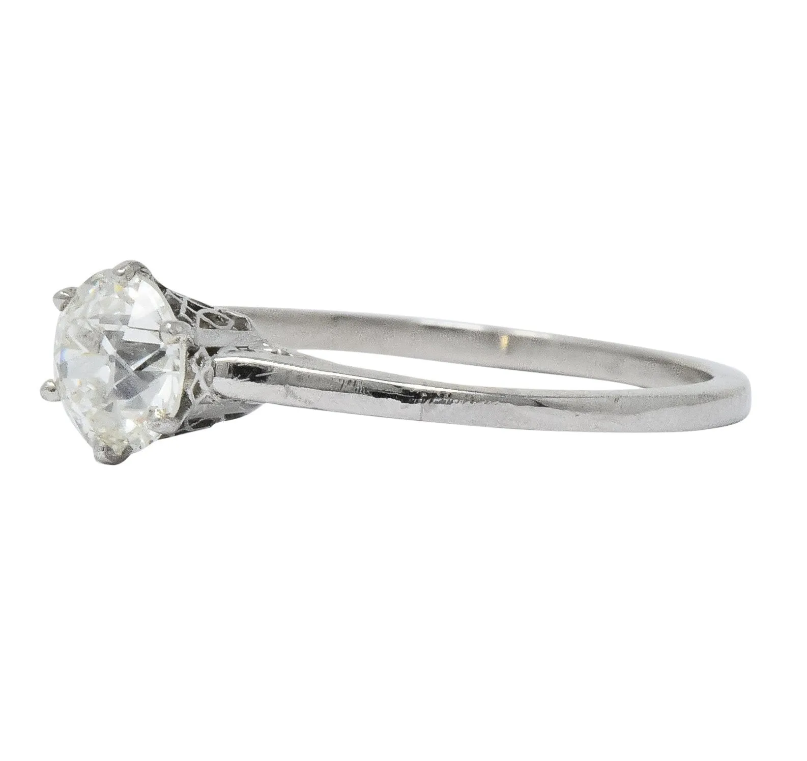 Edwardian 0.85 CTW Diamond 14 Karat White Gold Engagement Ring GIA