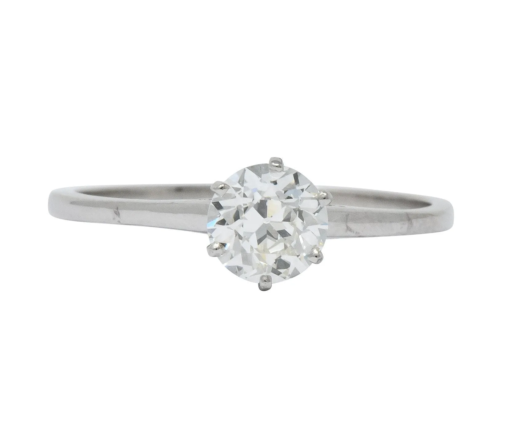 Edwardian 0.85 CTW Diamond 14 Karat White Gold Engagement Ring GIA