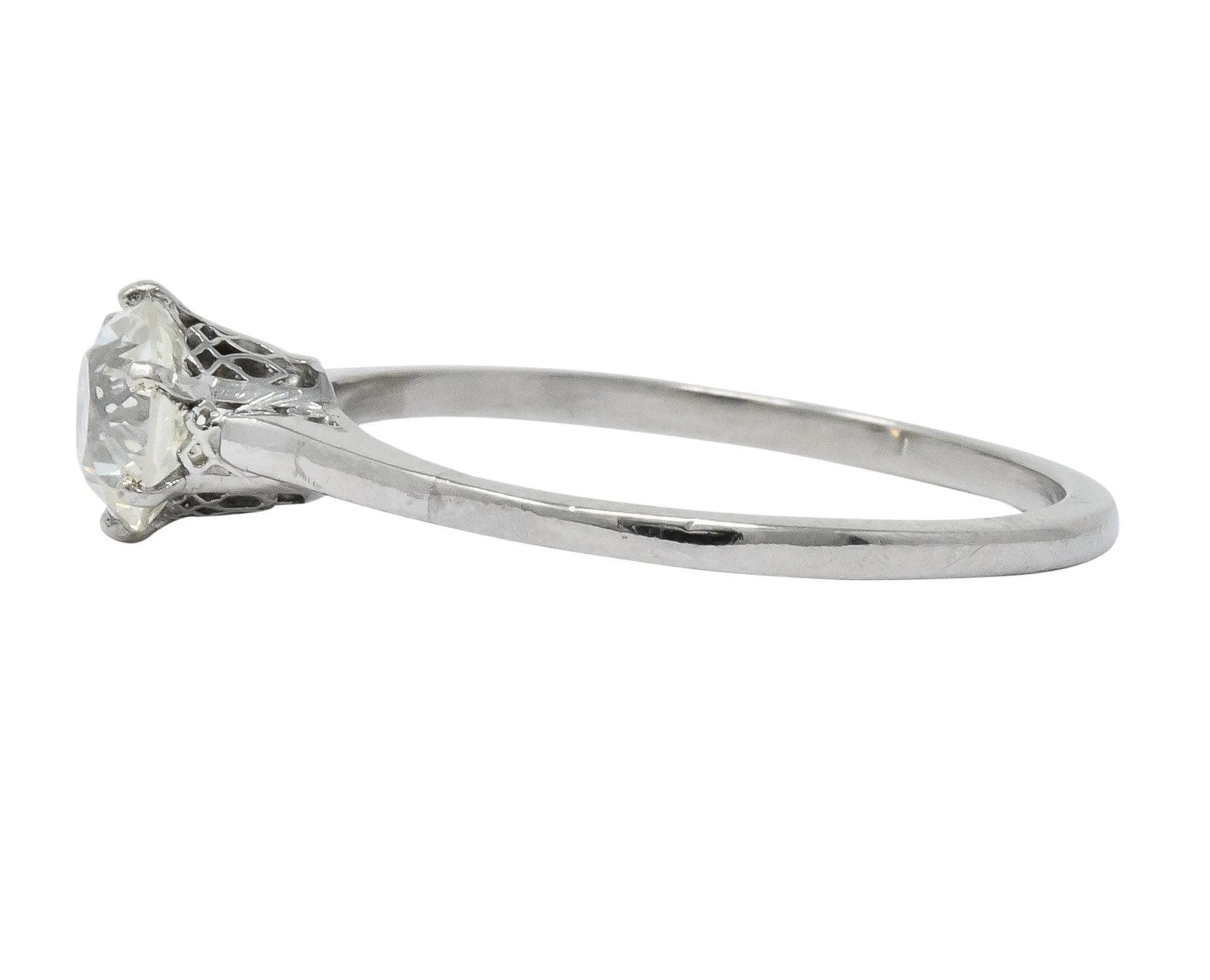 Edwardian 0.85 CTW Diamond 14 Karat White Gold Engagement Ring GIA