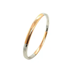 Elegance Bi Color Rhodium Plated Sterling Silver   18K Rose Gold Vermeil Bangle