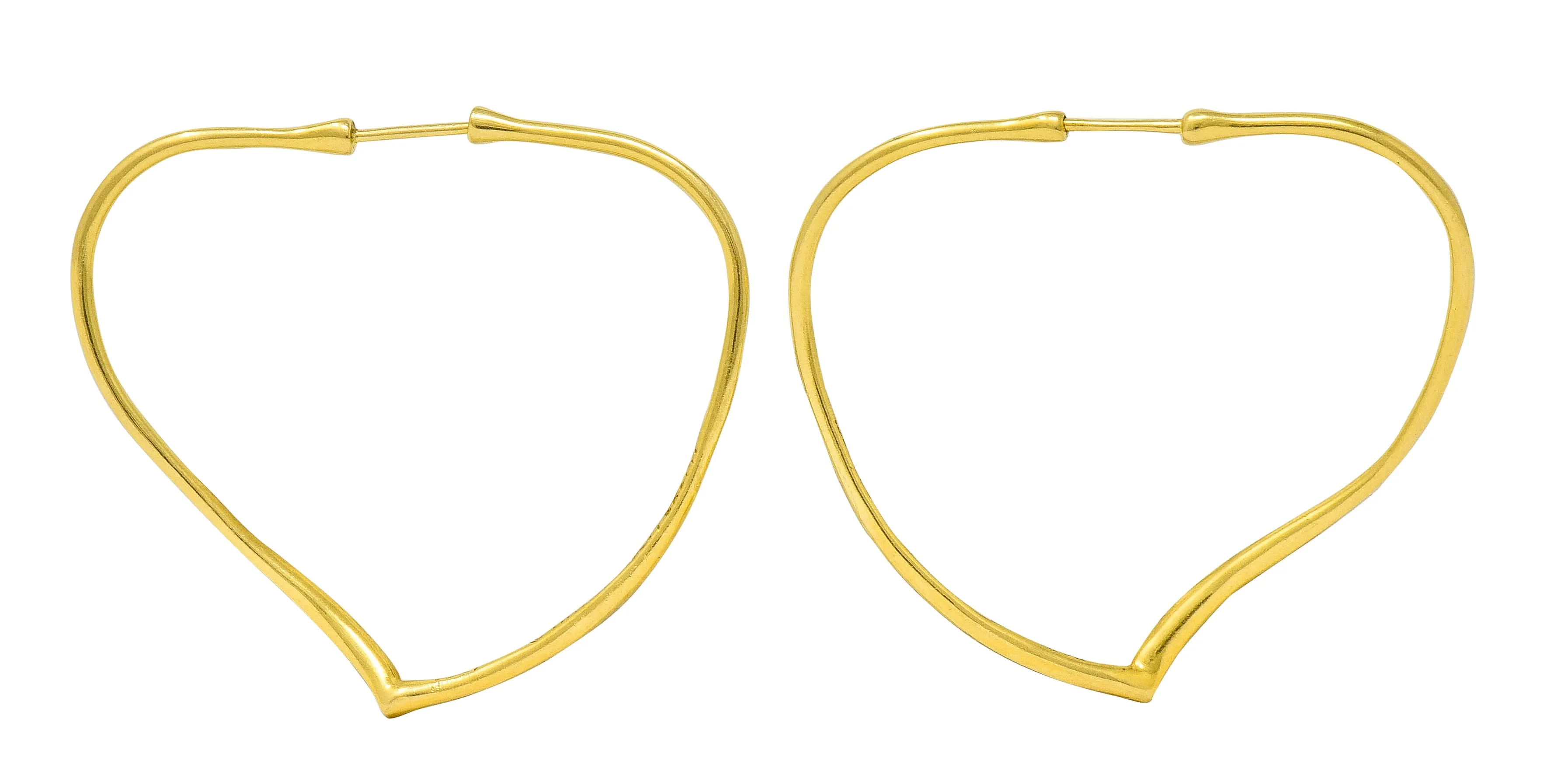 Elsa Peretti Tiffany & Co. 18 Karat Gold Open Heart Hoop Earrings
