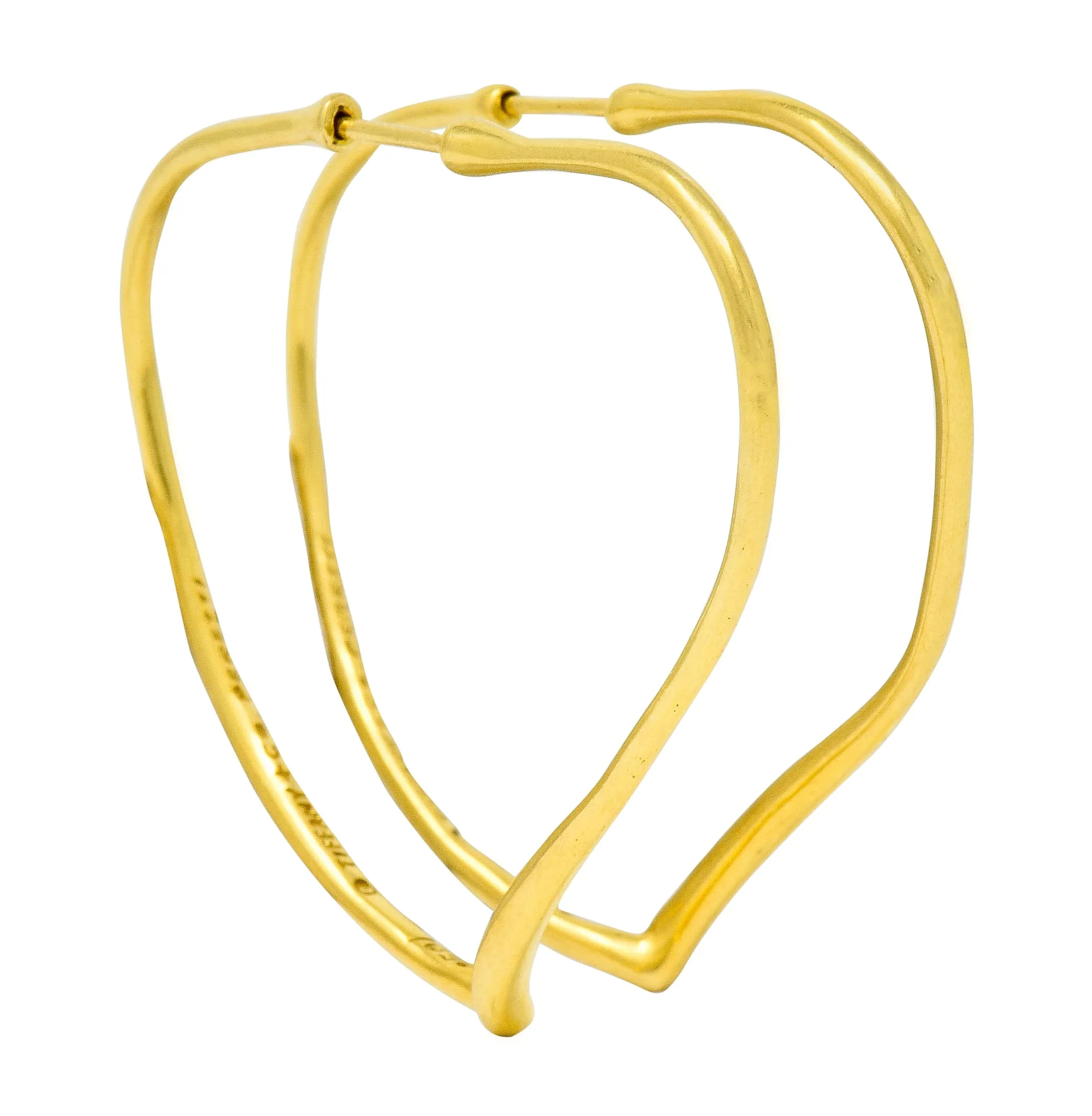 Elsa Peretti Tiffany & Co. 18 Karat Gold Open Heart Hoop Earrings