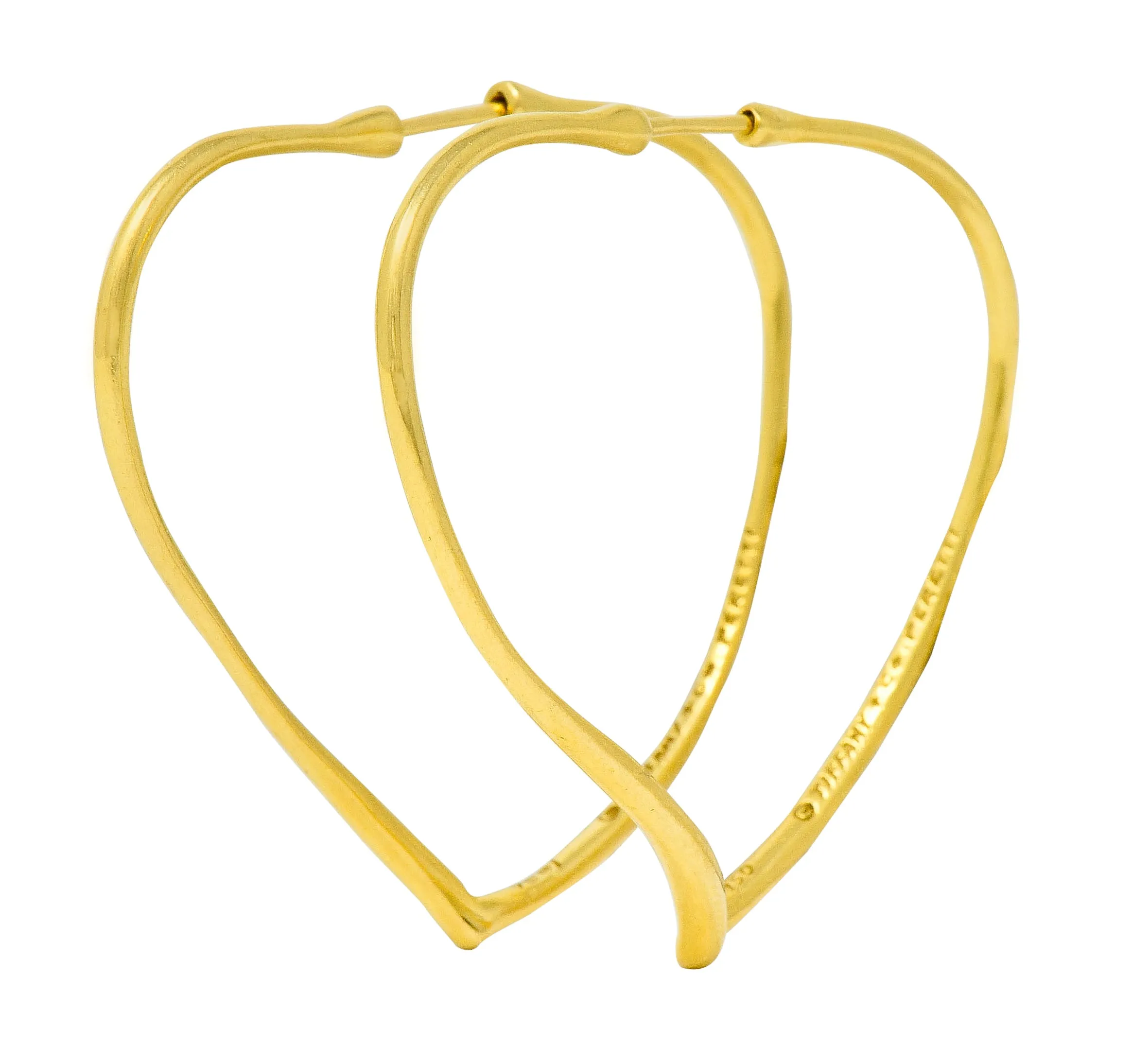 Elsa Peretti Tiffany & Co. 18 Karat Gold Open Heart Hoop Earrings