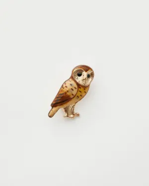 Enamel Barn Owl Brooch