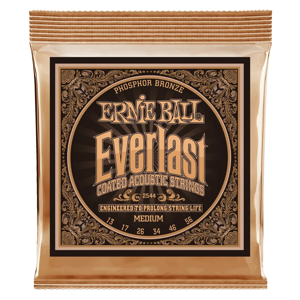 ERNIE BALL 2544 EVERLAST MEDIUM COATED PHOSPHOR BRONZE ACOUSTIC GUITAR STRINGS - 13-56 GAUGE
