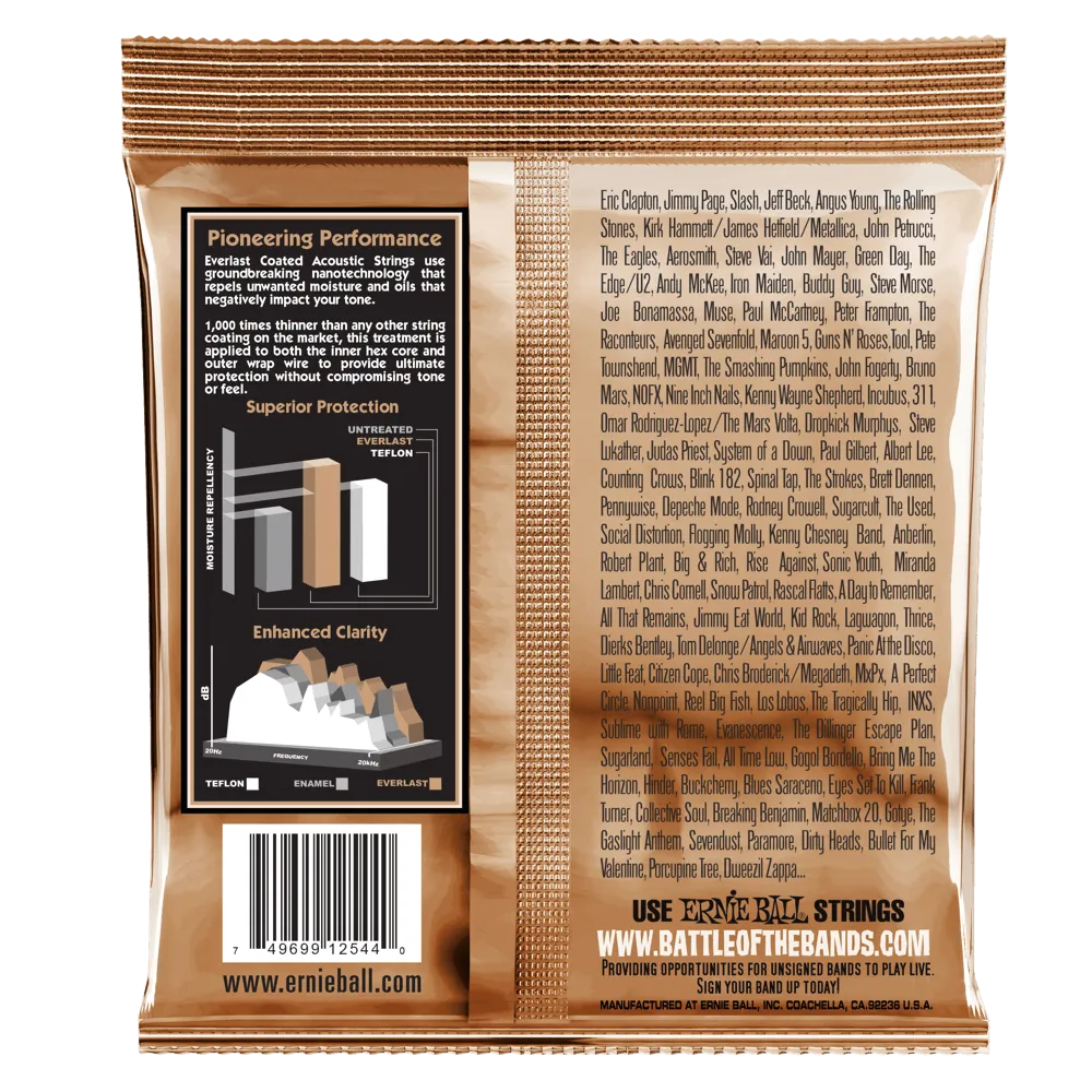 ERNIE BALL 2544 EVERLAST MEDIUM COATED PHOSPHOR BRONZE ACOUSTIC GUITAR STRINGS - 13-56 GAUGE