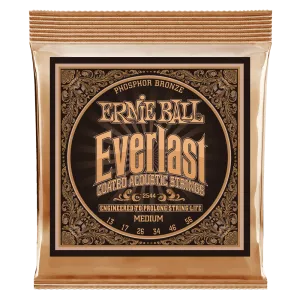 ERNIE BALL 2544 EVERLAST MEDIUM COATED PHOSPHOR BRONZE ACOUSTIC GUITAR STRINGS - 13-56 GAUGE