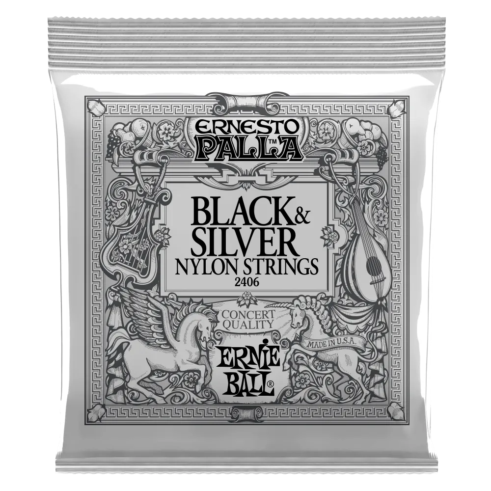 ERNIE BALL ERNESTO PALLA 2406 BLACK & SILVER NYLON CLASSICAL GUITAR STRINGS