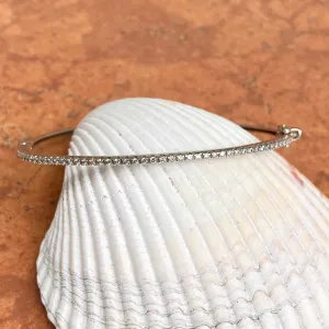 Estate 14KT White Gold Pave Diamond .70 CT Thin Bangle Bracelet