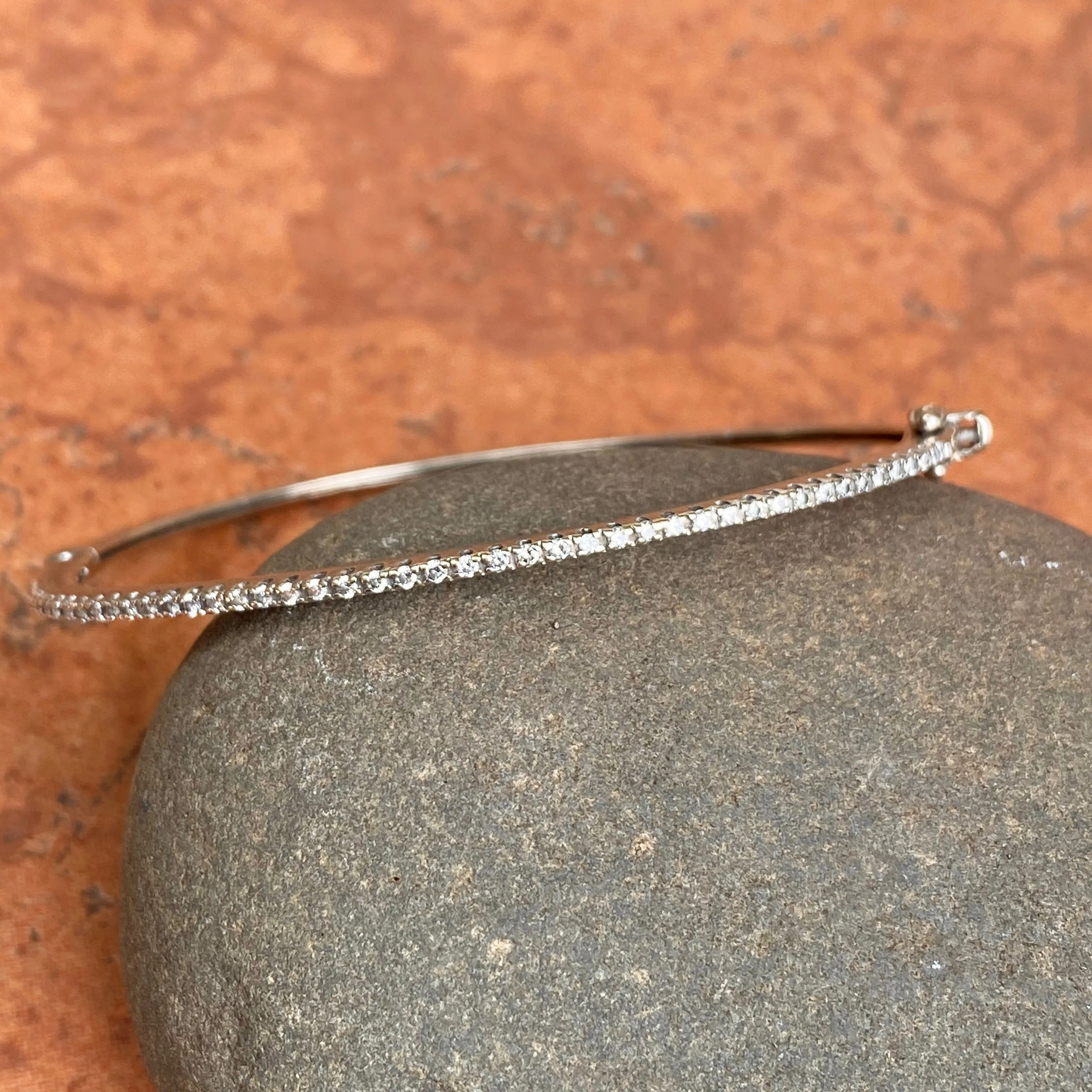 Estate 14KT White Gold Pave Diamond .70 CT Thin Bangle Bracelet