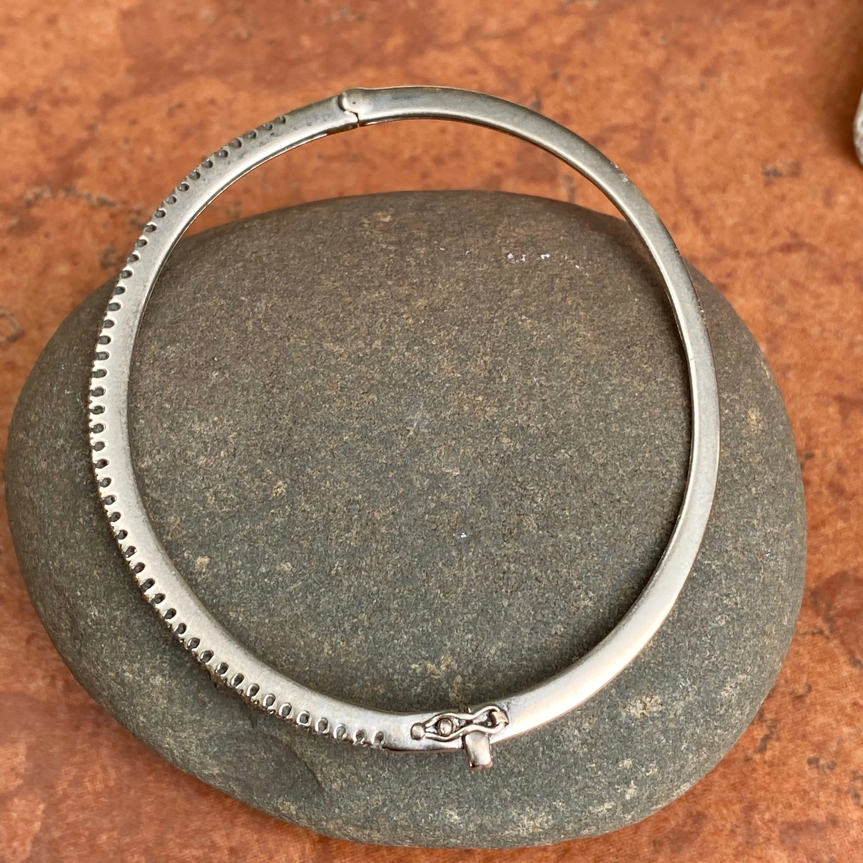 Estate 14KT White Gold Pave Diamond .70 CT Thin Bangle Bracelet