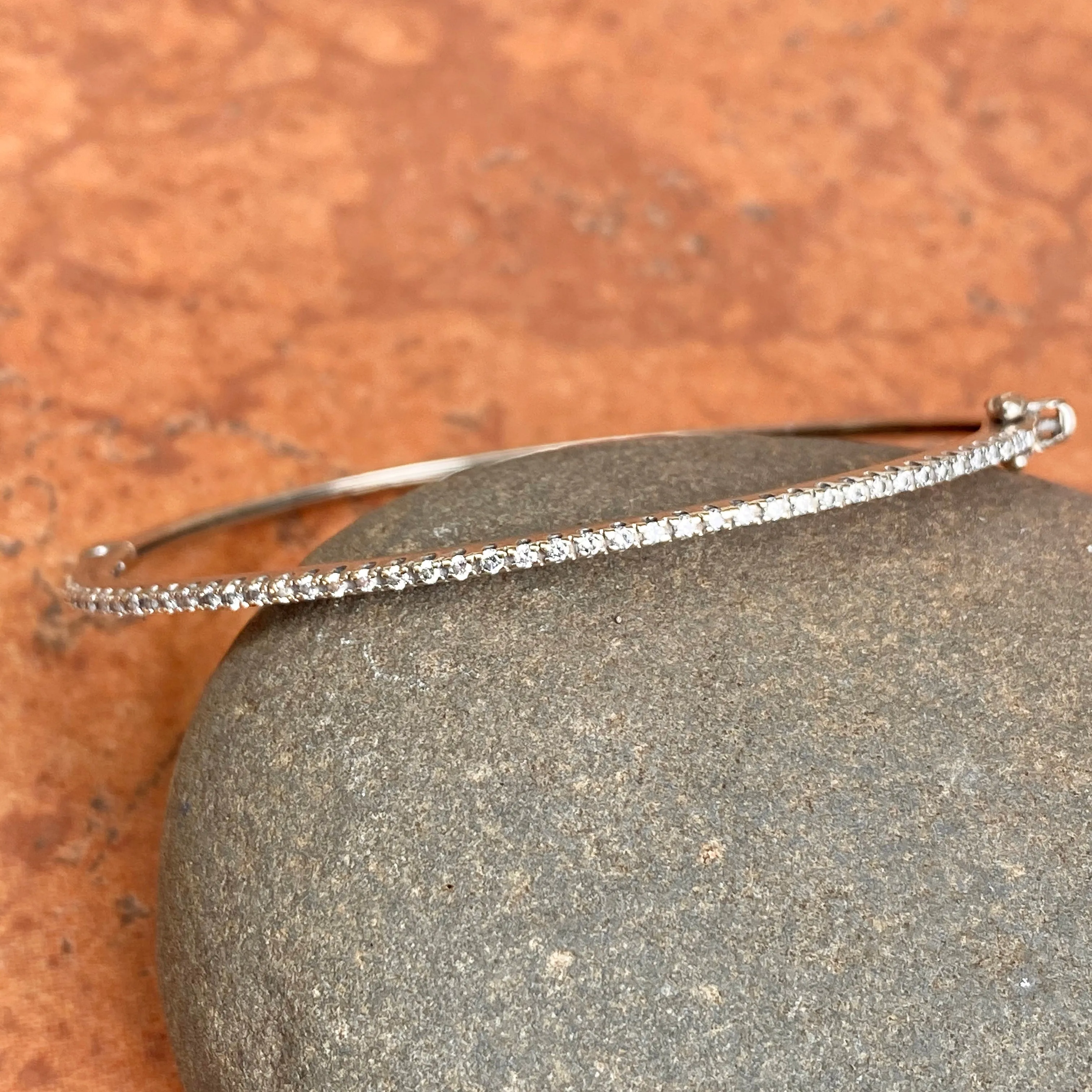 Estate 14KT White Gold Pave Diamond .70 CT Thin Bangle Bracelet