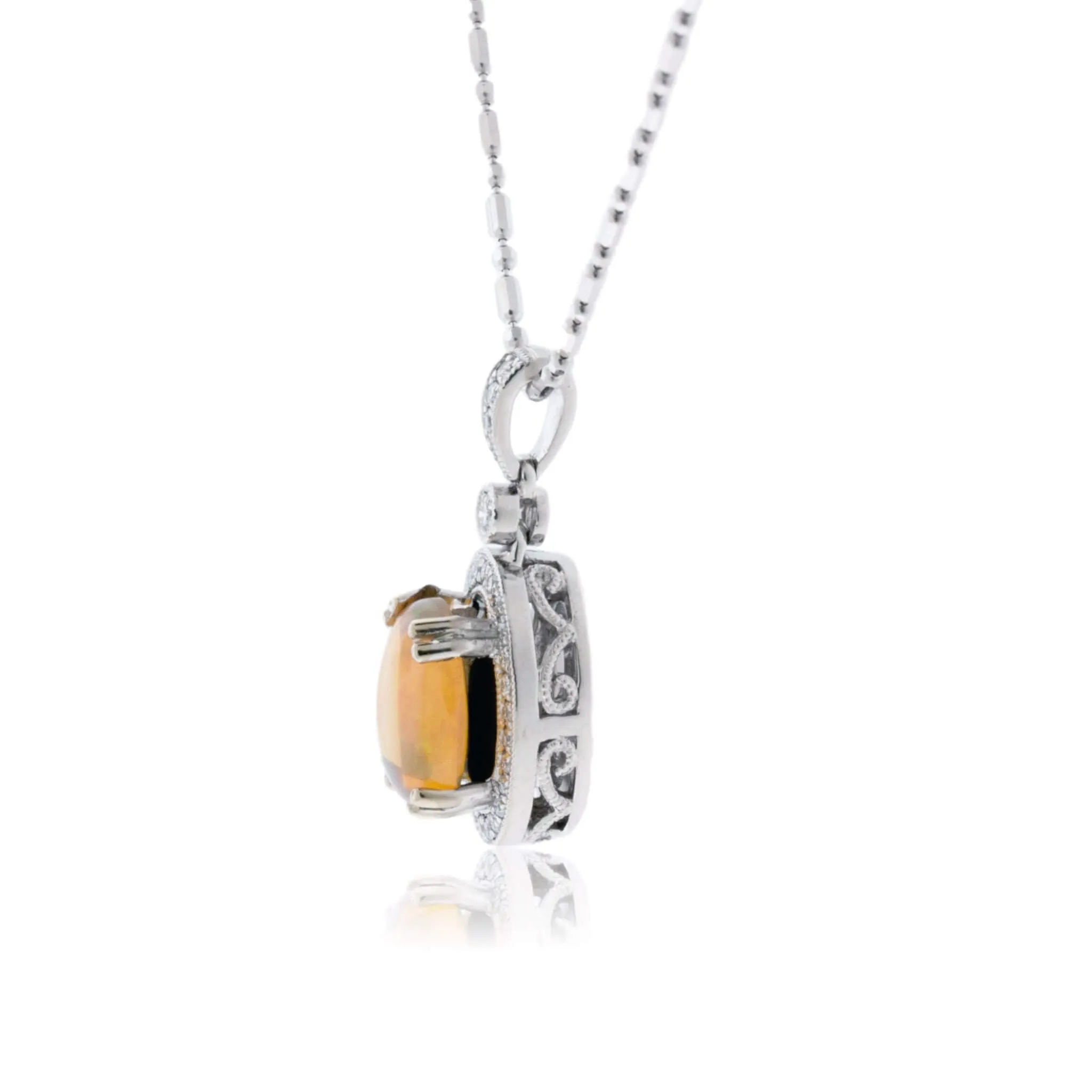 Ethiopian Opal Oval Cabochon Halo Style Pendant