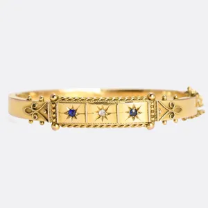 Etruscan Revival Sapphire & Diamond Bangle