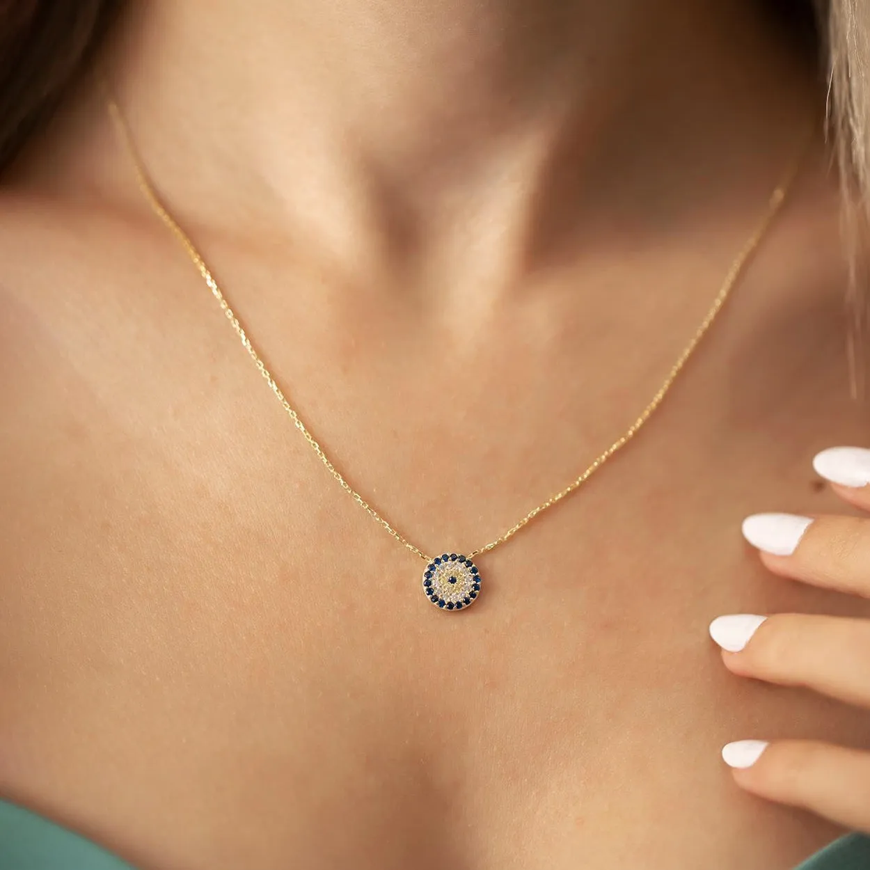Evil Eye Necklace Sterling Silver Protection Amulet