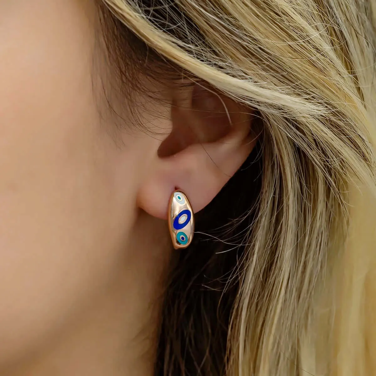Evil Eye Pattern Handcrafted Earrings in 925 Sterling Silver