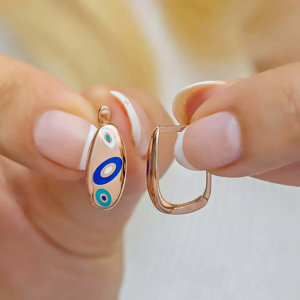 Evil Eye Pattern Handcrafted Earrings in 925 Sterling Silver