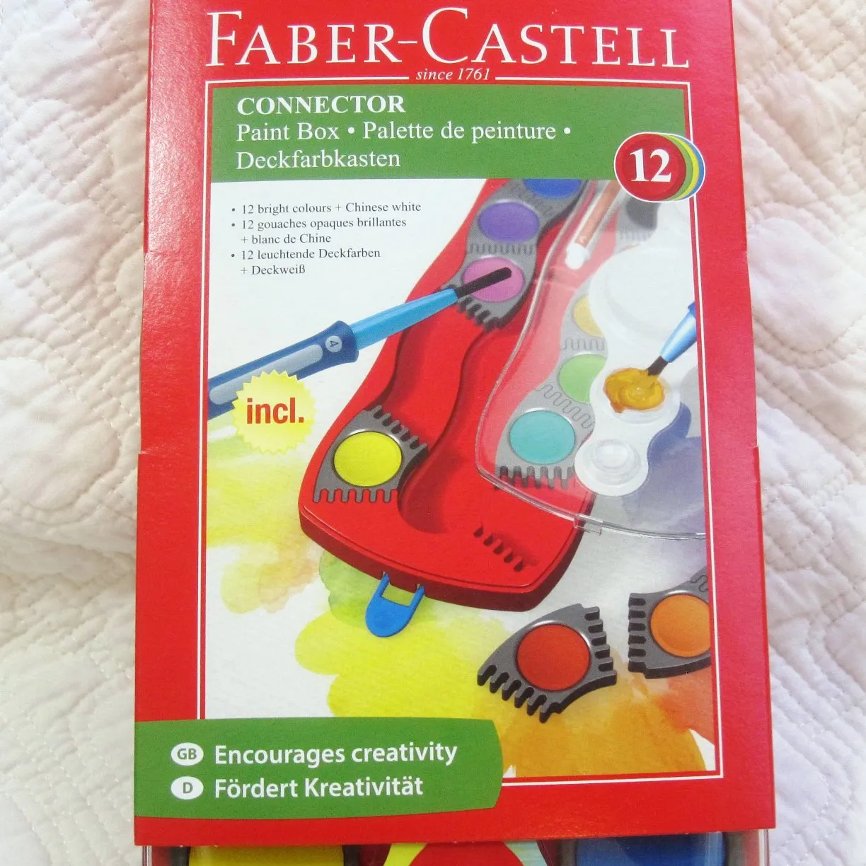 Faber-Castell Connector Paint Box, 12 Colors Plus Opaque White, Ages 6 