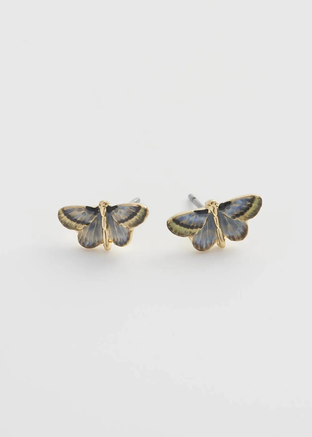 Fable England Deco Butterfly Stud Earrings Blue