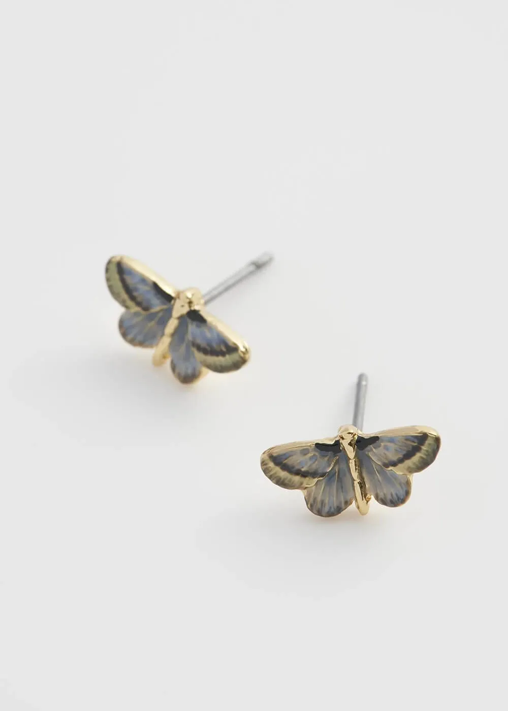 Fable England Deco Butterfly Stud Earrings Blue