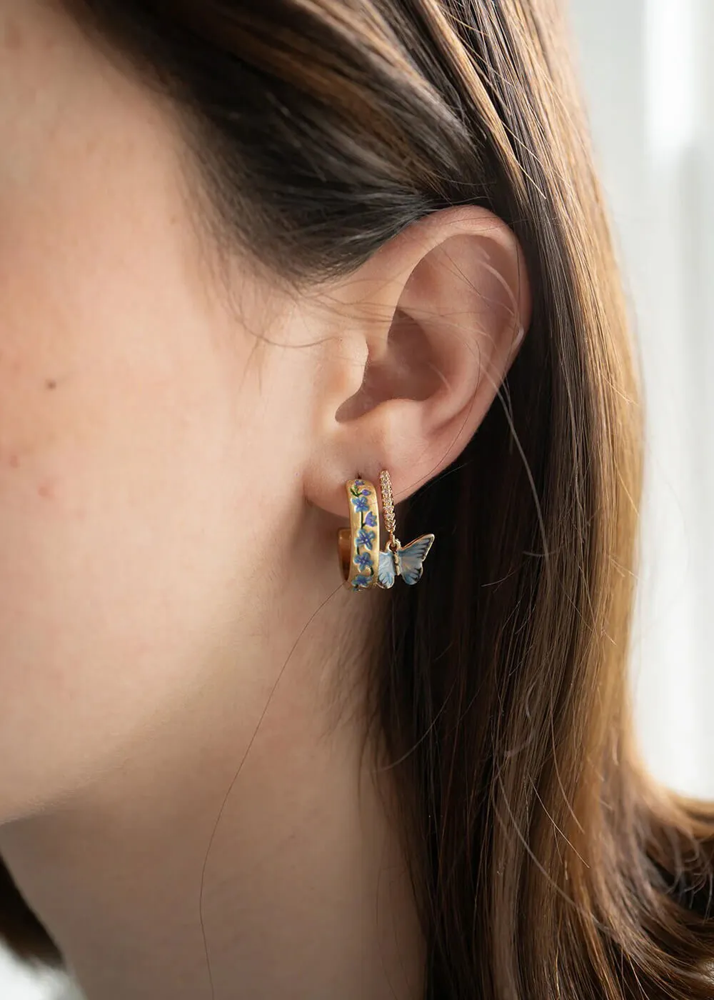 Fable England Forget Me Not Flower Earrings Blue
