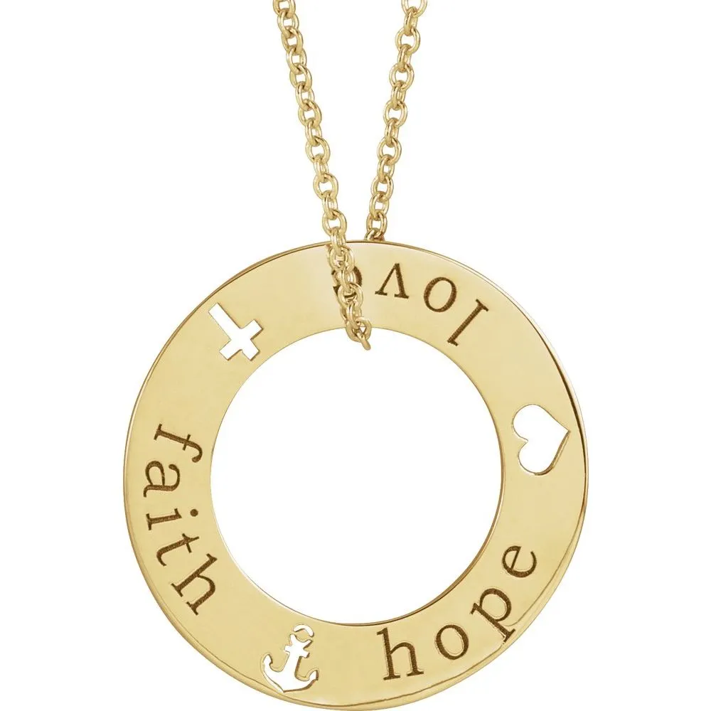 Faith and Love Heart and Cross Pendant Necklace