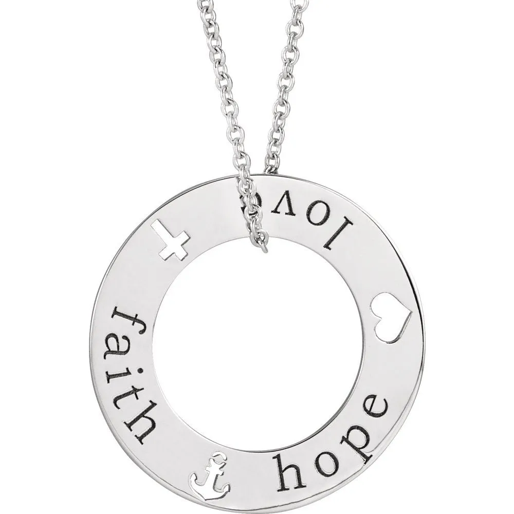 Faith and Love Heart and Cross Pendant Necklace