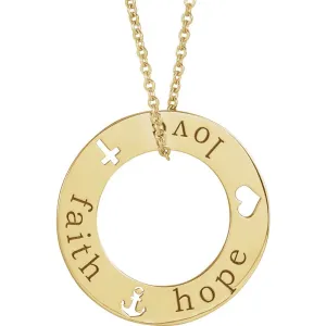 Faith and Love Heart and Cross Pendant Necklace