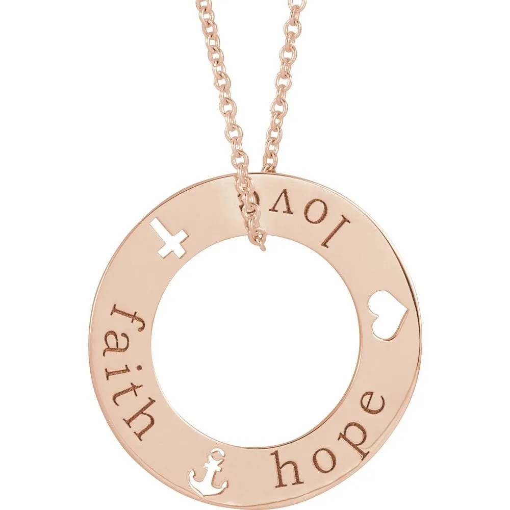 Faith and Love Heart and Cross Pendant Necklace