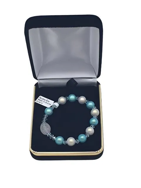 Fine Aqua Drops Children's Rosary  Bracelet