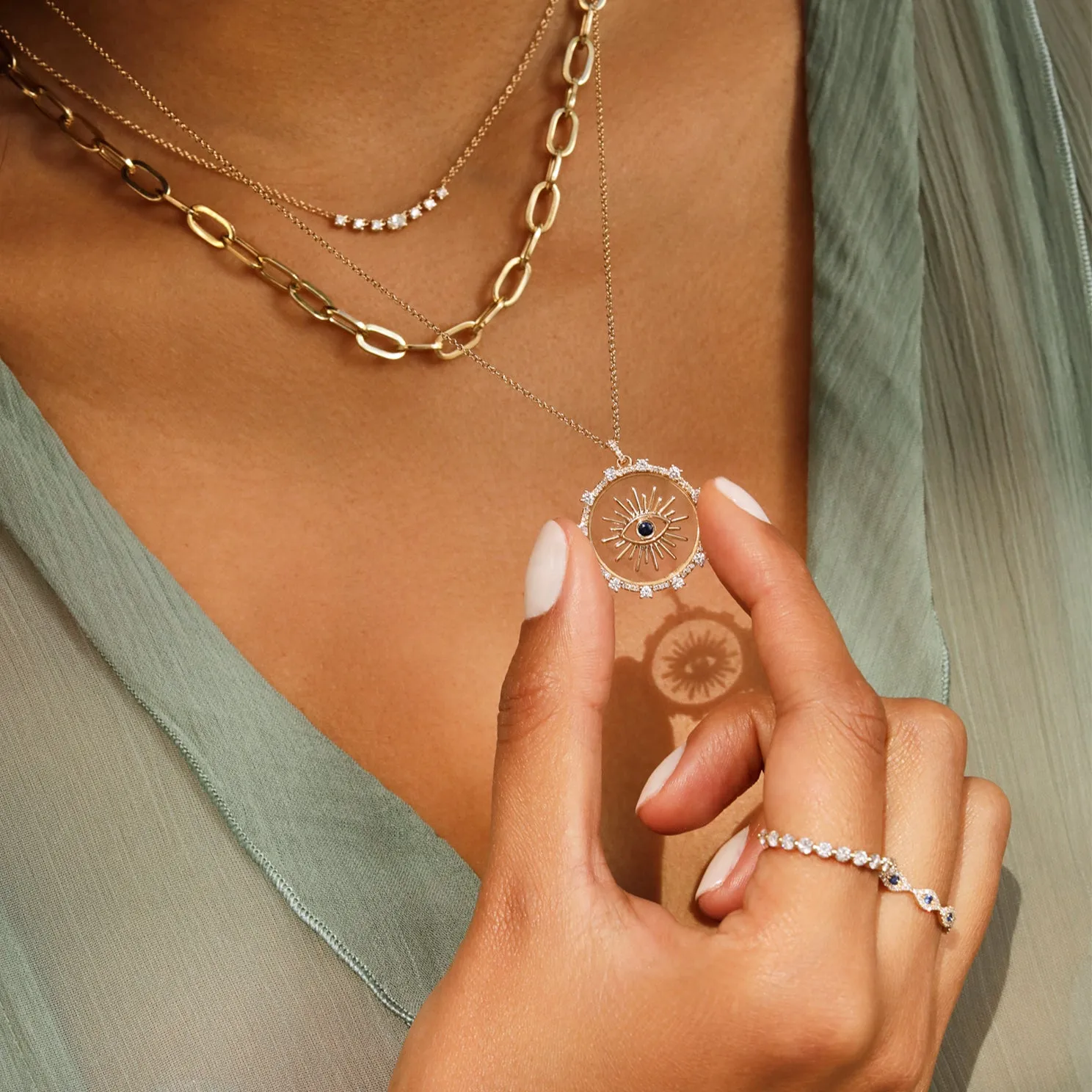 Floating Evil Eye Necklace