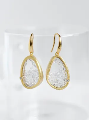 Floating Herkimer  Diamond Quartz  Earring